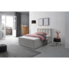 BED MET MATRAS x , hout, textiel grijs