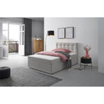 BED MET MATRAS x , hout, textiel grijs thumbnail 1