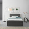 BED MET MATRAS x , hout, textiel grijs