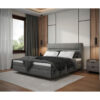 BED MET MATRAS 160 cm x 200 cm, hout, textiel, houtmateriaal grijs