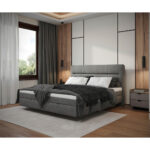 BED MET MATRAS 140 cm x 200 cm, hout, textiel, houtmateriaal grijs thumbnail 1