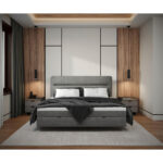 BED MET MATRAS 140 cm x 200 cm, hout, textiel, houtmateriaal grijs thumbnail 6