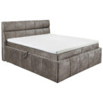 BED MET MATRAS 180 cm x 200 cm, grijswit textiel thumbnail 1