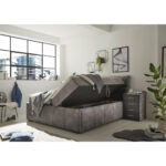 BED MET MATRAS 180 cm x 200 cm, grijswit textiel thumbnail 4
