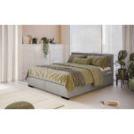 BED MET MATRAS 180 cm x 200 cm, hout, textiel, zilverkleurig houtmateriaal thumbnail 1