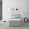 BED MET MATRAS 100 cm x 200 cm, hout, zilverkleurig textiel