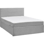 BED MET MATRAS x, hout, zilverkleurig textiel thumbnail 3