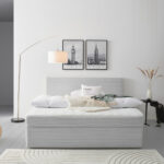BED MET MATRAS x, hout, zilverkleurig textiel thumbnail 1