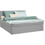 BED MET MATRAS x, hout, zilverkleurig textiel thumbnail 2