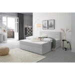 BED MET MATRAS x, hout, zilverkleurig textiel thumbnail 3