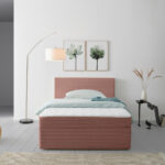BED MET MATRAS x, hout, antiekroze textiel thumbnail 1