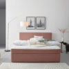 BED MET MATRAS x, hout, antiekroze textiel