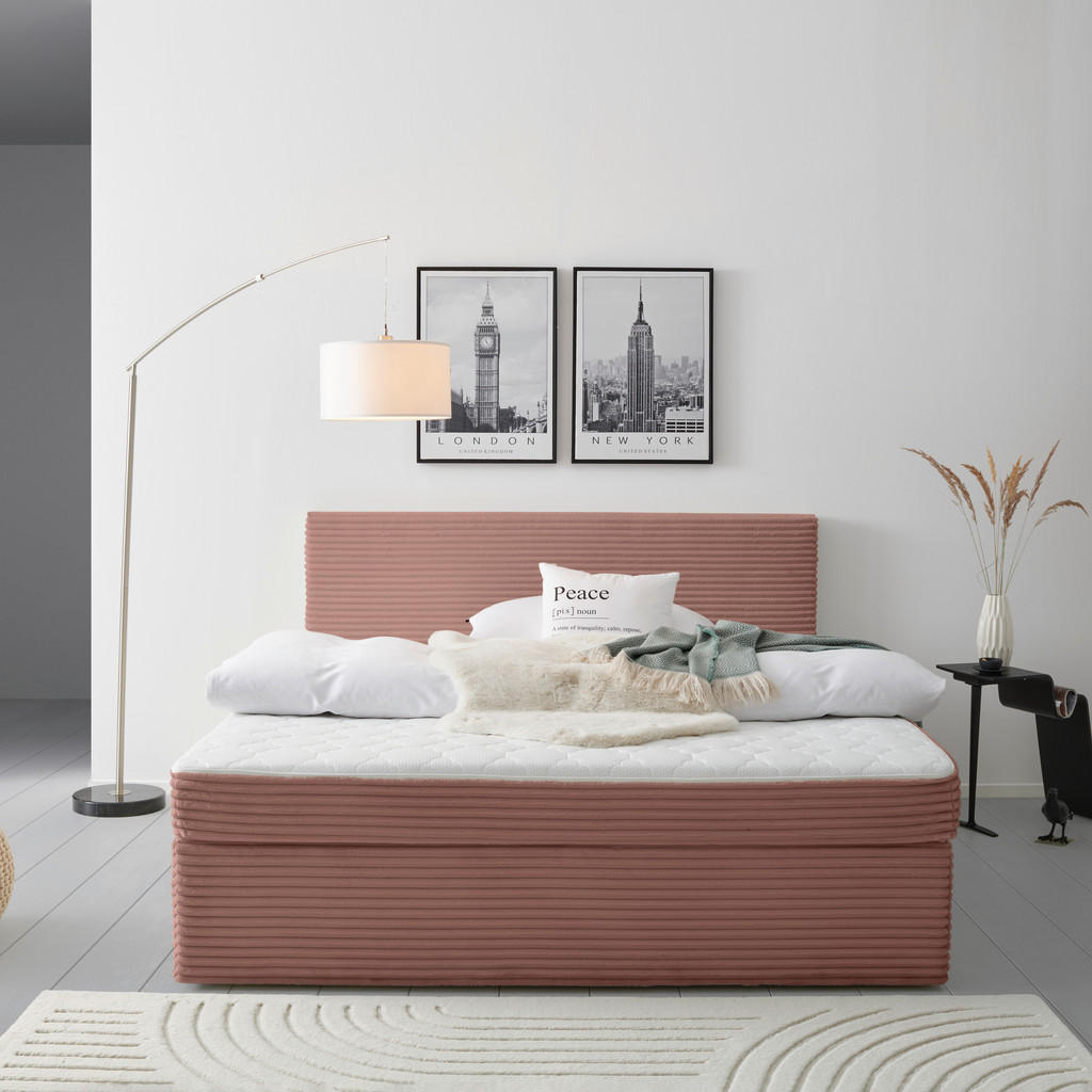 BED MET MATRAS x, hout, antiekroze textiel