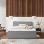 BED MET MATRAS 160 cm x 200 cm, lichtgrijs thumbnail 6