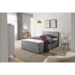 BED MET MATRAS 120 cm x 200 cm, lichtgrijs textiel thumbnail 1