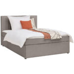 BED MET MATRAS x , hout, lichtgrijs textiel thumbnail 2