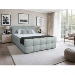 BED MET MATRAS 160 cm x 200 cm, hout, textiel, houtmateriaal lichtgrijs thumbnail 2