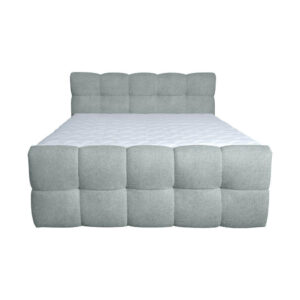 BED MET MATRAS 160 cm x 200 cm, hout, textiel, houtmateriaal lichtgrijs