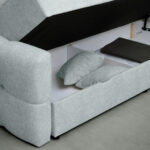 BED MET MATRAS 160 cm x 200 cm, hout, textiel, houtmateriaal lichtgrijs thumbnail 6
