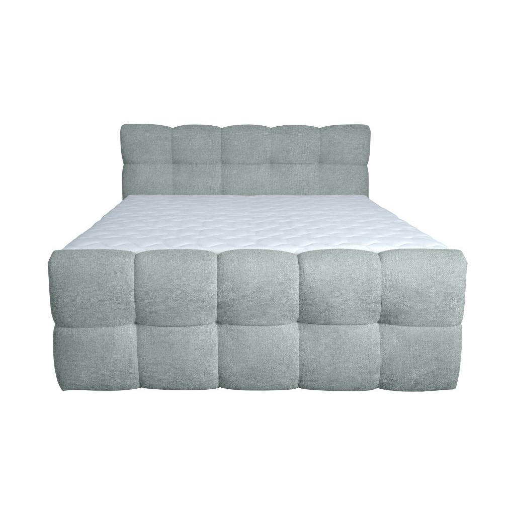 BED MET MATRAS 160 cm x 200 cm, hout, textiel, houtmateriaal lichtgrijs