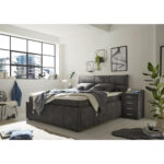 BED MET MATRAS 180 cm x 200 cm, donkergrijs textiel thumbnail 2