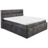 BED MET MATRAS 180 cm x 200 cm, donkergrijs textiel