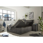 BED MET MATRAS 180 cm x 200 cm, donkergrijs textiel thumbnail 3