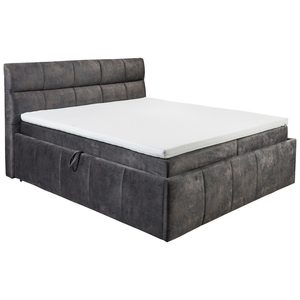 BED MET MATRAS 180 cm x 200 cm, donkergrijs textiel