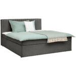 BED MET MATRAS x , hout, donkergrijs textiel thumbnail 2