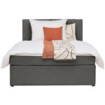 BED MET MATRAS x , hout, donkergrijs textiel thumbnail 4