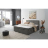 BED MET MATRAS x , hout, donkergrijs textiel