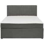 BED MET MATRAS x , hout, donkergrijs textiel thumbnail 3