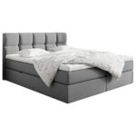 BED MET MATRAS 200 cm x 220 cm, hout, textiel, houtmateriaal donkergrijs thumbnail 2