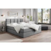 BED MET MATRAS 200 cm x 220 cm, hout, textiel, houtmateriaal donkergrijs