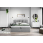 BED MET MATRAS 200 cm x 220 cm, hout, textiel, houtmateriaal donkergrijs thumbnail 6