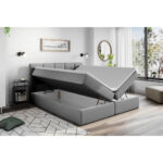 BED MET MATRAS 200 cm x 220 cm, hout, textiel, houtmateriaal donkergrijs thumbnail 7