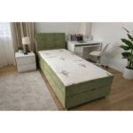 BED MET MATRAS 90 cm x 200 cm, metaal, textiel groen thumbnail 6