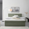 BED MET MATRAS x, hout, textiel groen