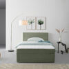 BED MET MATRAS x, hout, textiel groen