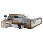 BEDSET 180 cm x 200 cm, houtmateriaal wit, eikenkleur thumbnail 1