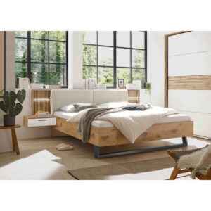 BEDSET 180 cm x 200 cm, wit, eikenkleur