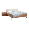 BEDDENSET 180 cm x 200 cm, hout, textiel, houtmateriaal eikenkleur, champagnekleur