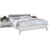 BEDDENSET 180 cm x 200 cm, leisteenkleurig houtmateriaal, lichtgrijs