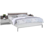 BEDDENSET 180 cm x 200 cm, leisteenkleurig houtmateriaal, lichtgrijs thumbnail 1