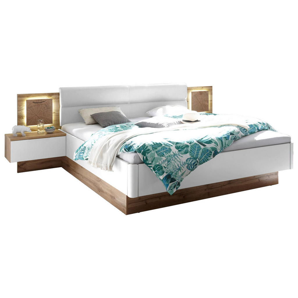 BEDDENSET 180 cm x 200 cm, textiel, houtmateriaal wild eiken