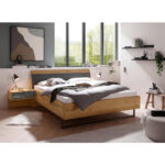 BEDSET 200 cm x 180 cm, hout, houtmateriaal, textiel, glas eikenwit, lavagrijs thumbnail 2