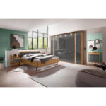 BEDSET 200 cm x 180 cm, hout, houtmateriaal, textiel, glas eikenwit, lavagrijs thumbnail 4