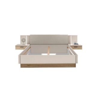 BEDSET 180 cm x 200 cm, houtmateriaal eikenkleur, kasjmier