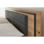 BEDSET 180 cm x 200 cm, textiel, houtmateriaal grijs, ambachtelijk eiken thumbnail 4