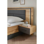 BEDSET 180 cm x 200 cm, textiel, houtmateriaal grijs, ambachtelijk eiken thumbnail 5